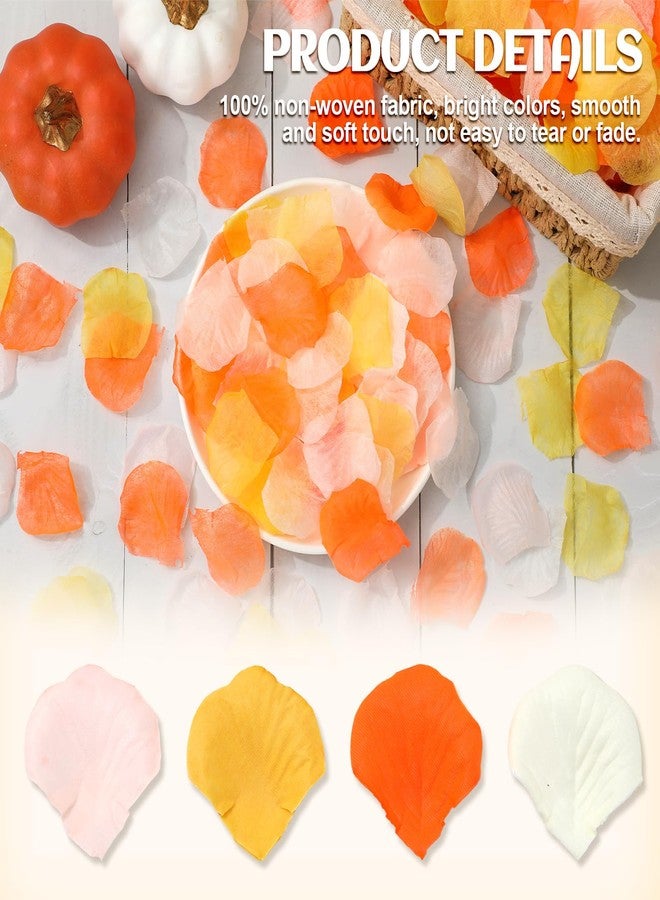 Whaline 4000Pcs Fall Thanksgiving Artificial Floral Petals Orange Pink Yellow Ivory Scatter Fabric Flowers for Autumn Bridal Shower Romantic Night Wedding Aisle Table Centerpieces Decoration - Image 3